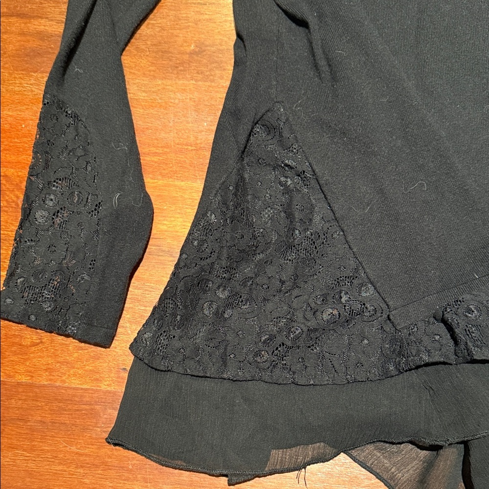 Style & Co. Black Ruffle Lace Blouse - Picture 3 of 4